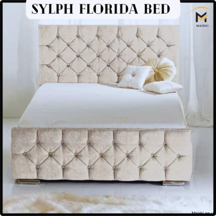 Elegant Sylph Florida Bed with a tufted headboard and decorative pillows.