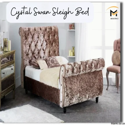 Chesterfield Swan Sleigh Bed in a luxurious bedroom setting.