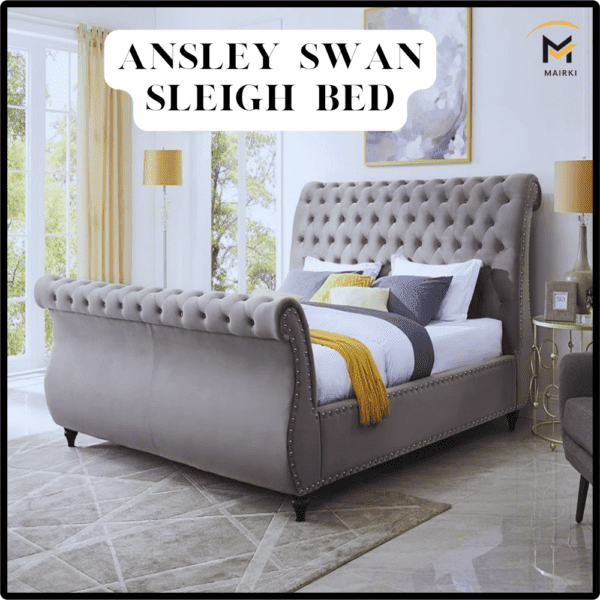 Ansley Swan Sleigh Bed: Majestic Sleigh Shape UK Bed Frames