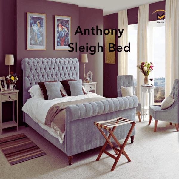 Anthony Sleigh Bed: Good Fabric & Extra Foam Padding UK Bed