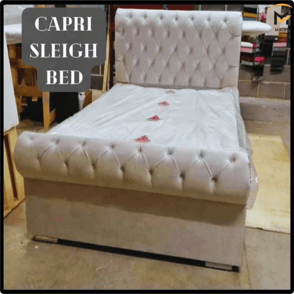 Capri Sleigh Bed: High-Quality Fabric UK Bed Frames