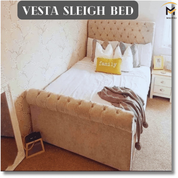 Vesta Sleigh Bed: High-Quality Chipboard UK Bed Frames