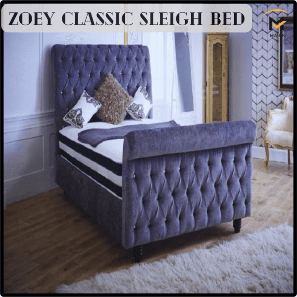 Zoey Classic Sleigh Bed: Hand-Tufted Chesterfield UK Design